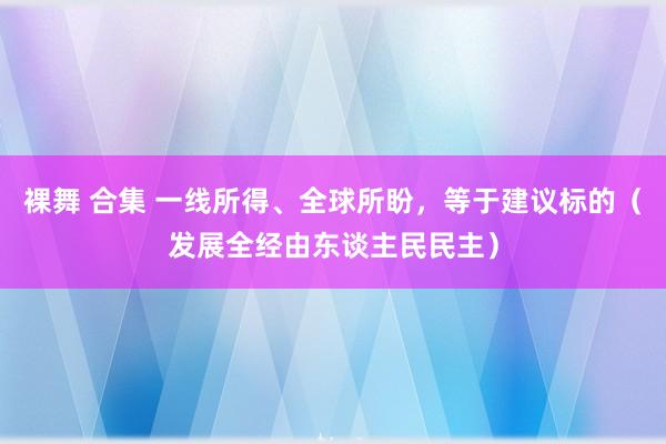 裸舞 合集 一线所得、全球所盼，等于建议标的（发展全经由东谈主民民主）