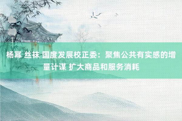 杨幂 丝袜 国度发展校正委：聚焦公共有实感的增量计谋 扩大商品和服务消耗