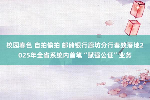 校园春色 自拍偷拍 邮储银行廊坊分行奏效落地2025年全省系统内首笔“赋强公证”业务