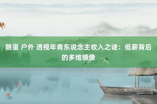 跳蛋 户外 透视年青东说念主收入之谜：低薪背后的多维镜像