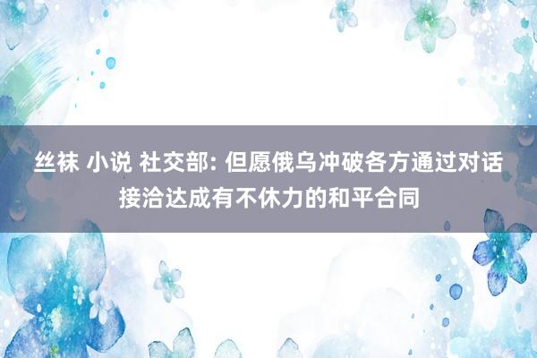 丝袜 小说 社交部: 但愿俄乌冲破各方通过对话接洽达成有不休力的和平合同
