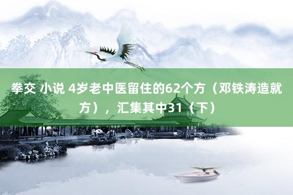 拳交 小说 4岁老中医留住的62个方（邓铁涛造就方），汇集其中31（下）