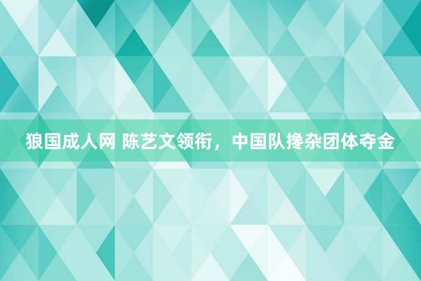 狼国成人网 陈艺文领衔，中国队搀杂团体夺金